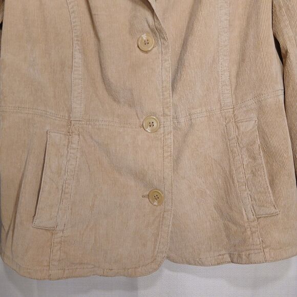 ST. JOHN'S BAY CORDUROY CREAMY BEIGE BLAZER LARGE BUTTON DOWN CLOSURE & POCKETS - Picture 6 of 15